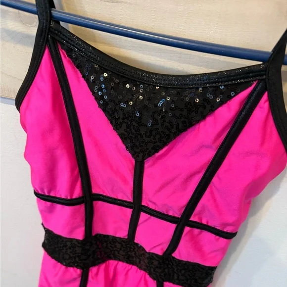 A Wish Come True tap jazz dance costume, Do It Like That, pink black tunic - Picture 5 of 7